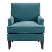 Teal Velvet Nail Trim Accent Chair