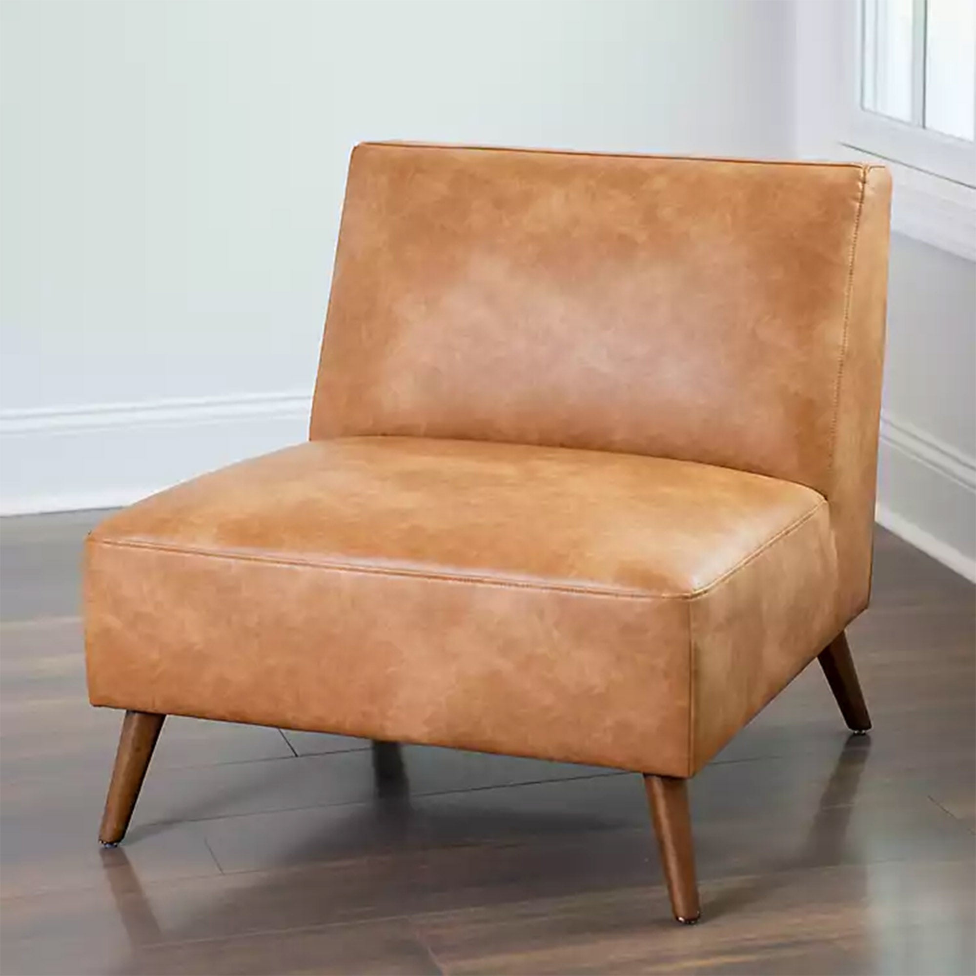 Cognac Leatherette Accent Chair