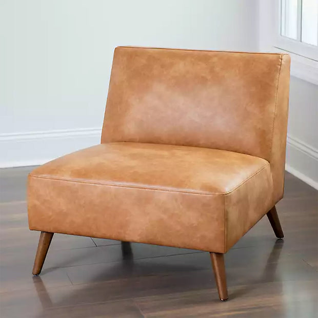 Cognac Leatherette Accent Chair
