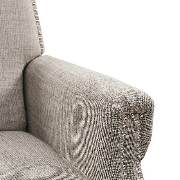 Beige Linenfino Nail Trim Accent Chair