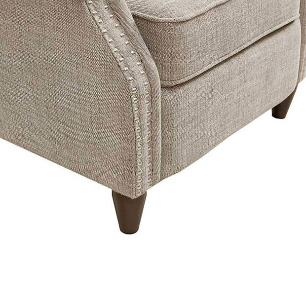 Beige Linenfino Nail Trim Accent Chair