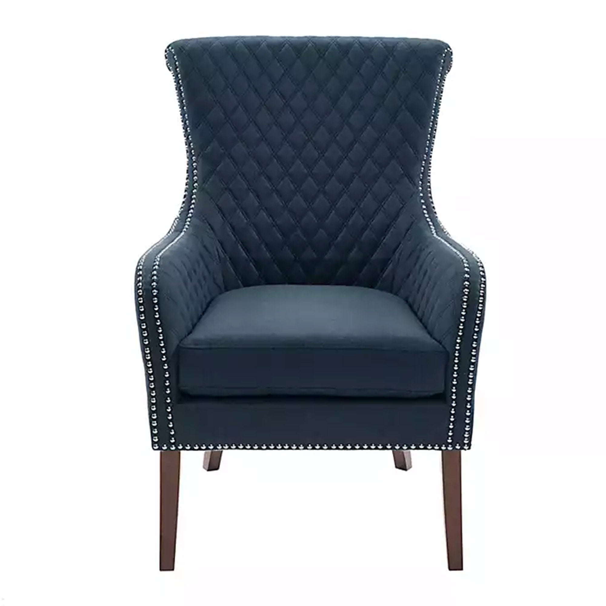 Blue Quilted Nail Trim Accent Chair