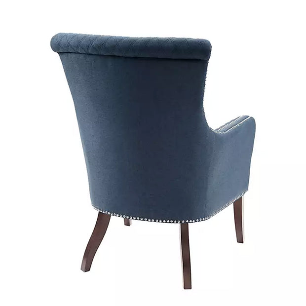 Blue Quilted Nail Trim Accent Chair