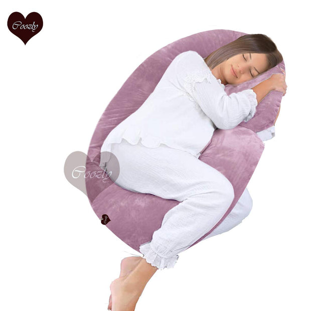 Light Pink Velvet - Coozly Alpha Basic Maternity Pillow | Pregnancy Pillow