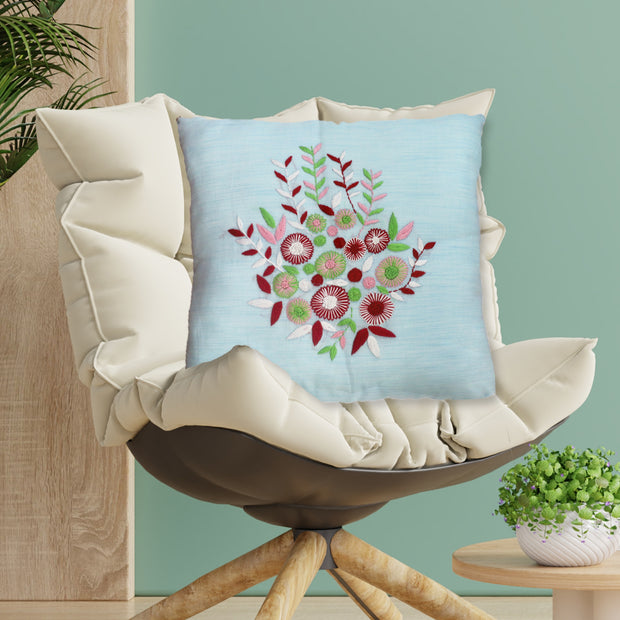 Floral Hand Embroidered Cushion