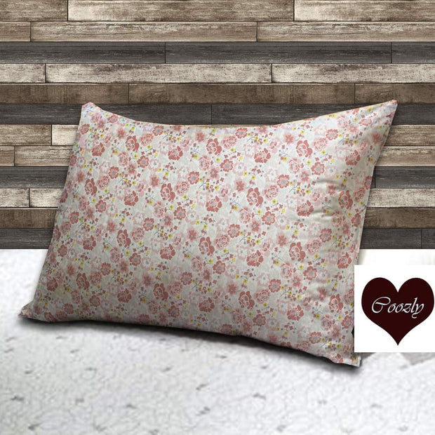 Peach Flora -Set of 2 100% Cotton Pillow Covers -20 X 32 In