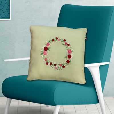 Floral Hand Embroidered Cushion