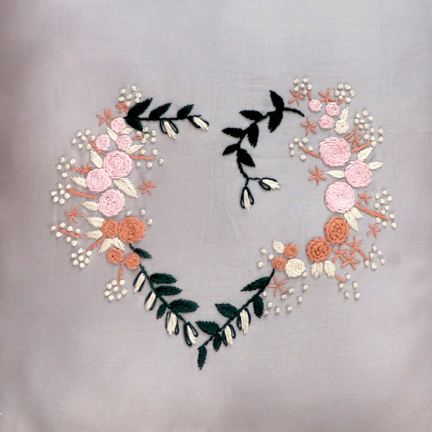 Heart Shaped Hand Embroidered Cushion