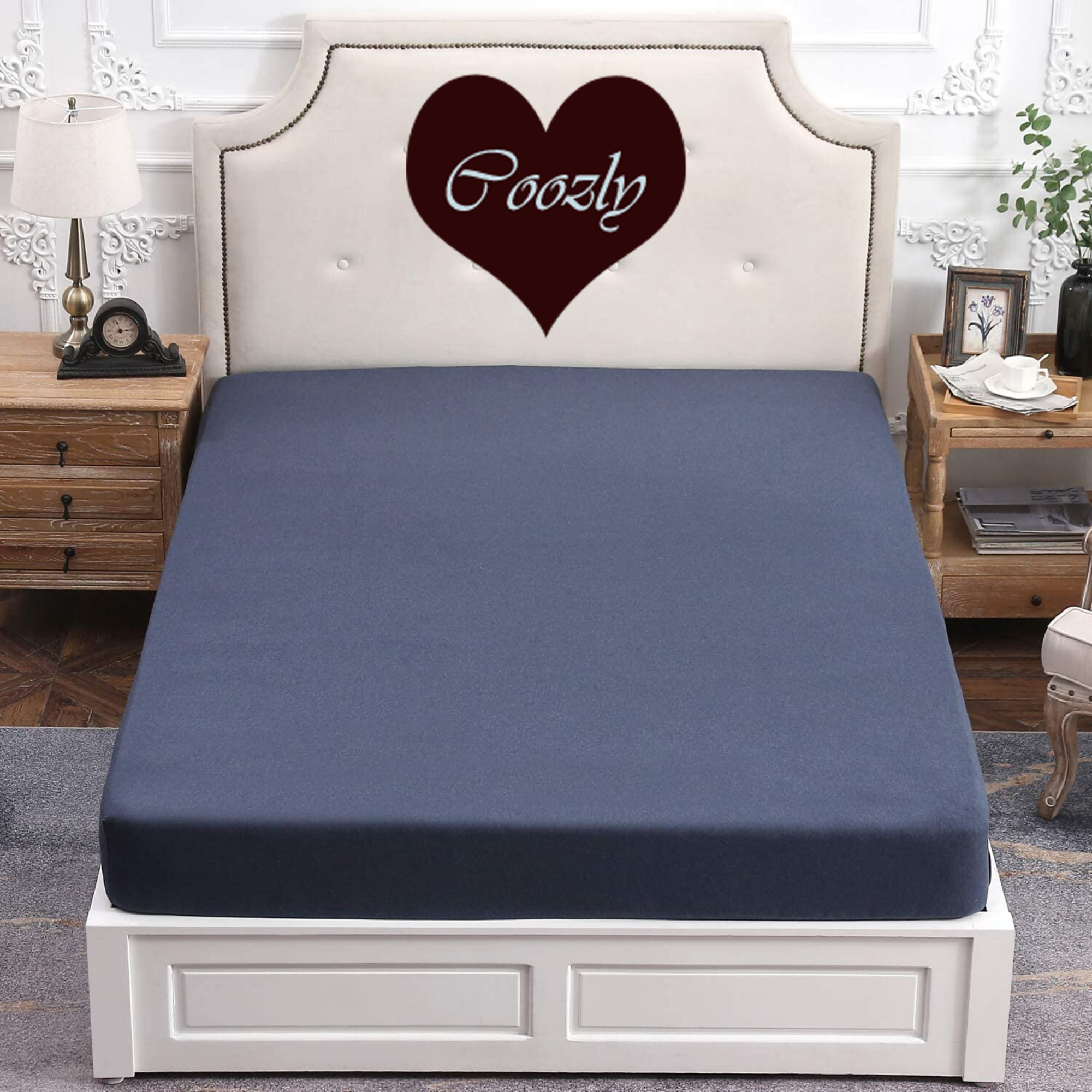 Fitted Cotton Jersey Custom Size BedSheet - Navy