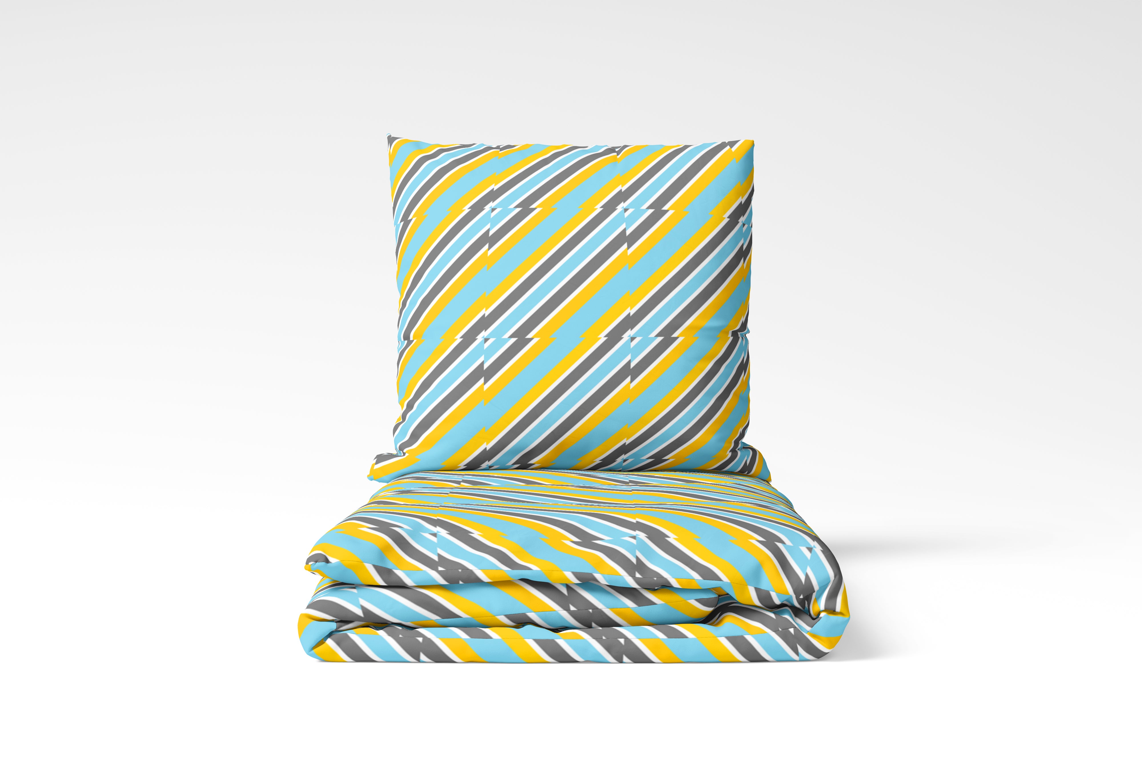 Blue Yellow Stripe- Duvet and Pillow Set