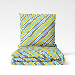 Blue Yellow Stripe- Duvet and Pillow Set