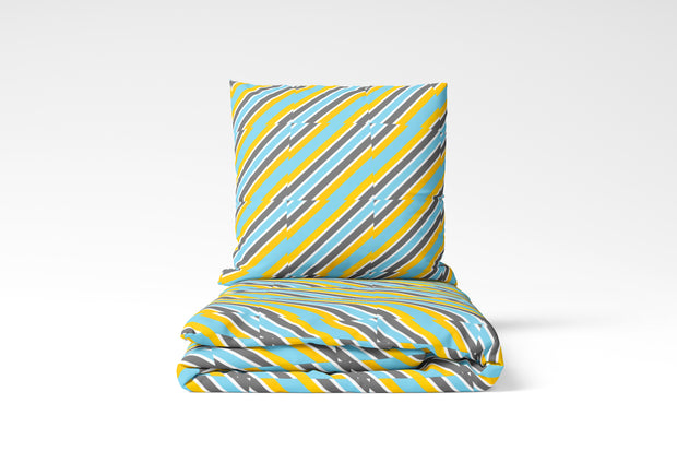 Blue Yellow Stripe- Duvet and Pillow Set