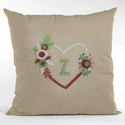 Floral Heart Hand Embroidered Cushion