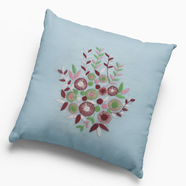 Floral Hand Embroidered Cushion