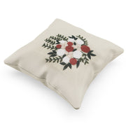 Beige Floral Hand Embroidered Cushion