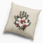 Beige Floral Hand Embroidered Cushion