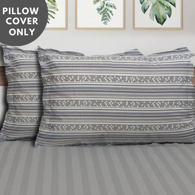 Grey- Set of 2 100% Cotton Pillow Covers -20 X 32 In