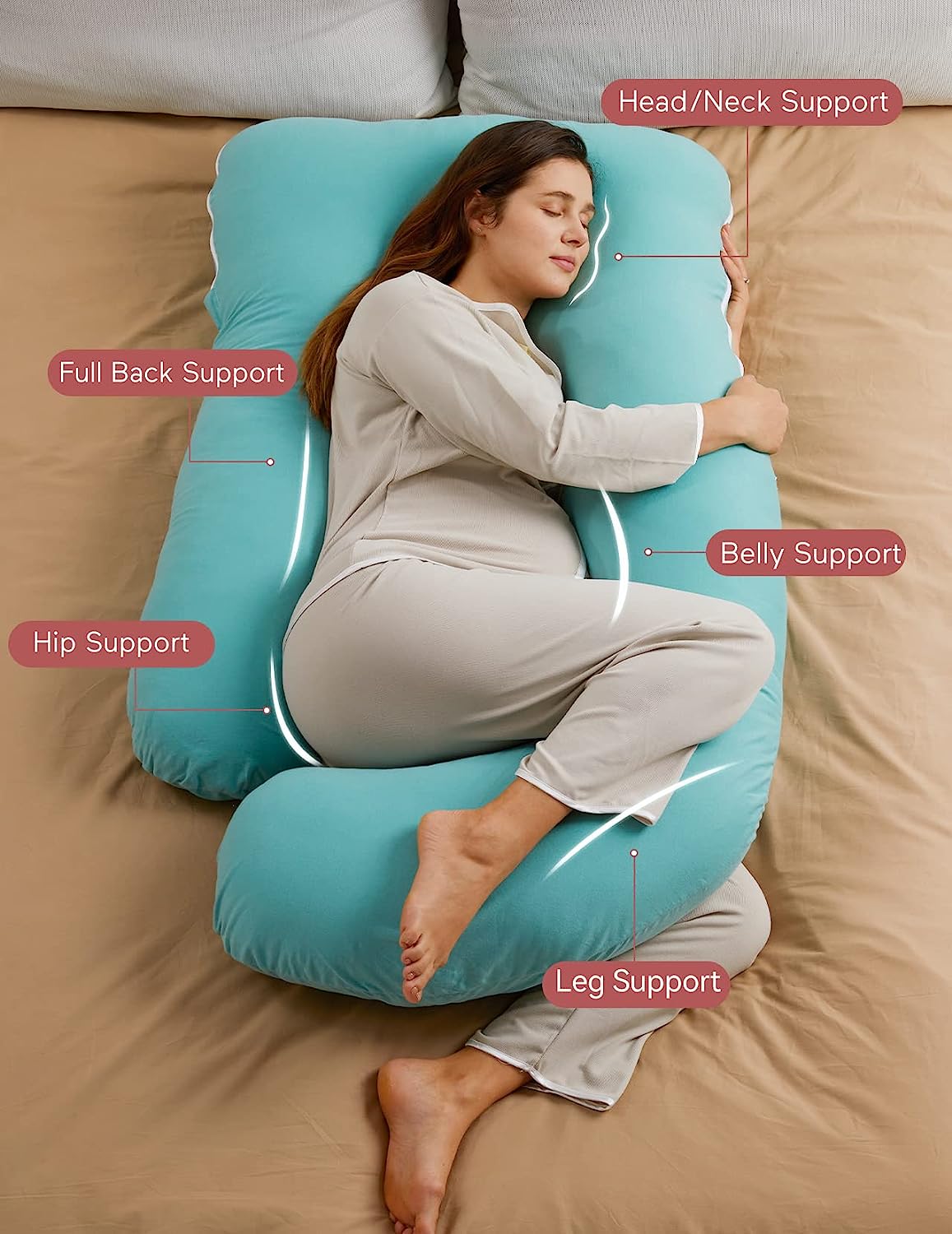 Sea Green-Coozly Belly Back Pregnancy Pillow