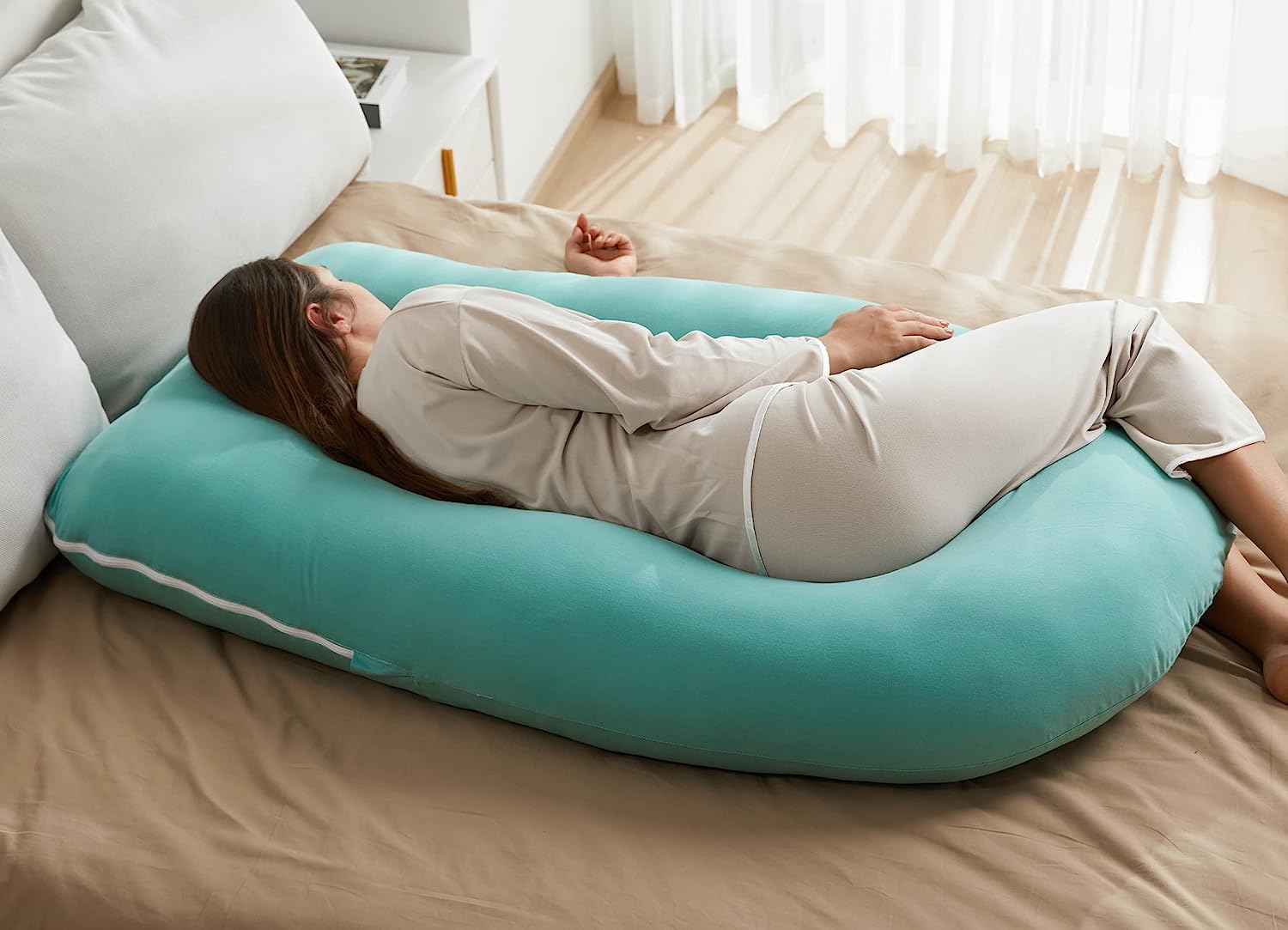 Sea Green-Coozly Belly Back Pregnancy Pillow