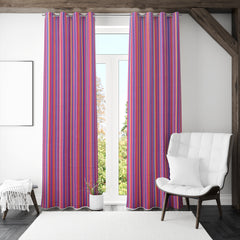 Pink Stripe Cotton Curtain for Windows and Door