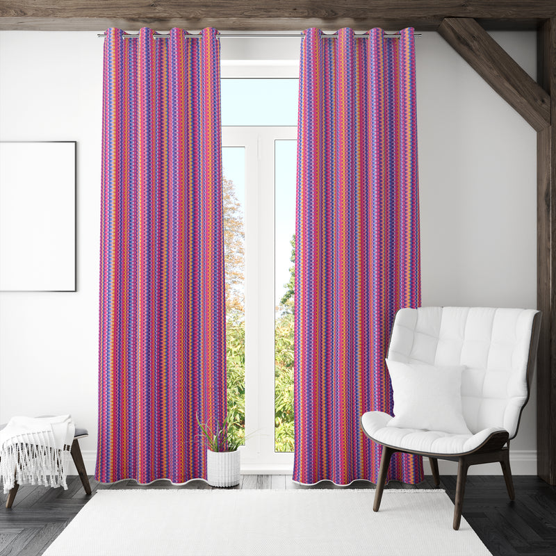 Pink Stripe Cotton Curtain for Windows and Door