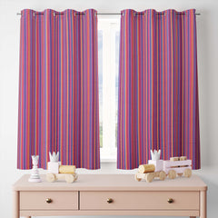 Pink Stripe Cotton Curtain for Windows and Door
