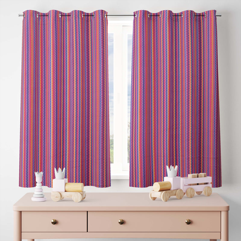 Pink Stripe Cotton Curtain for Windows and Door