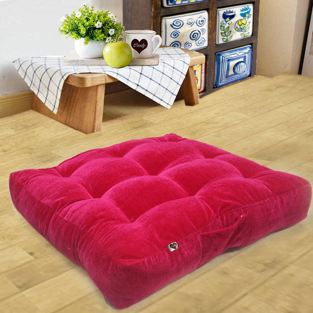 Fuschia Pink Velvet Floor Cushion