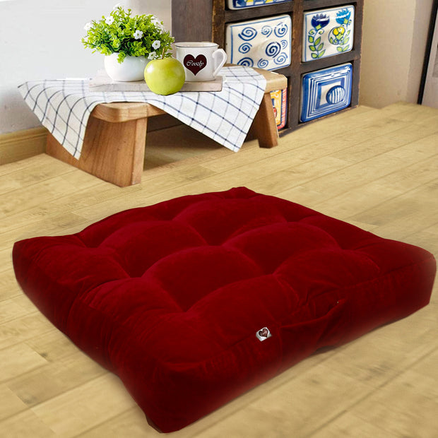 Maroon Velvet Floor Cushion