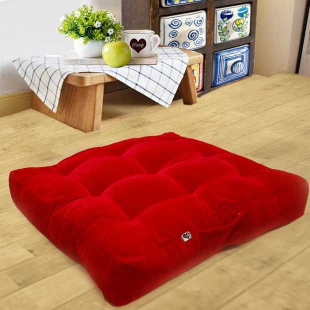 Red FloorVelvet Floor Cushion