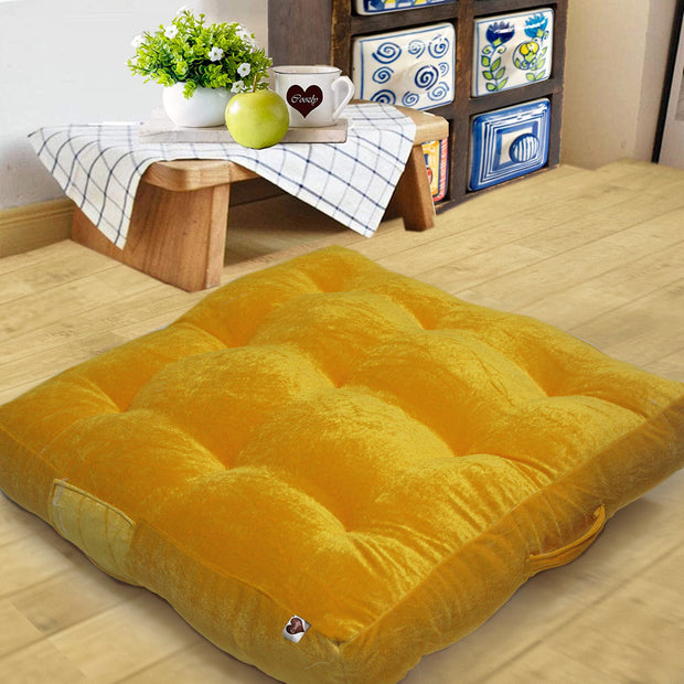 Yellow Floor Velvet Floor Cushion
