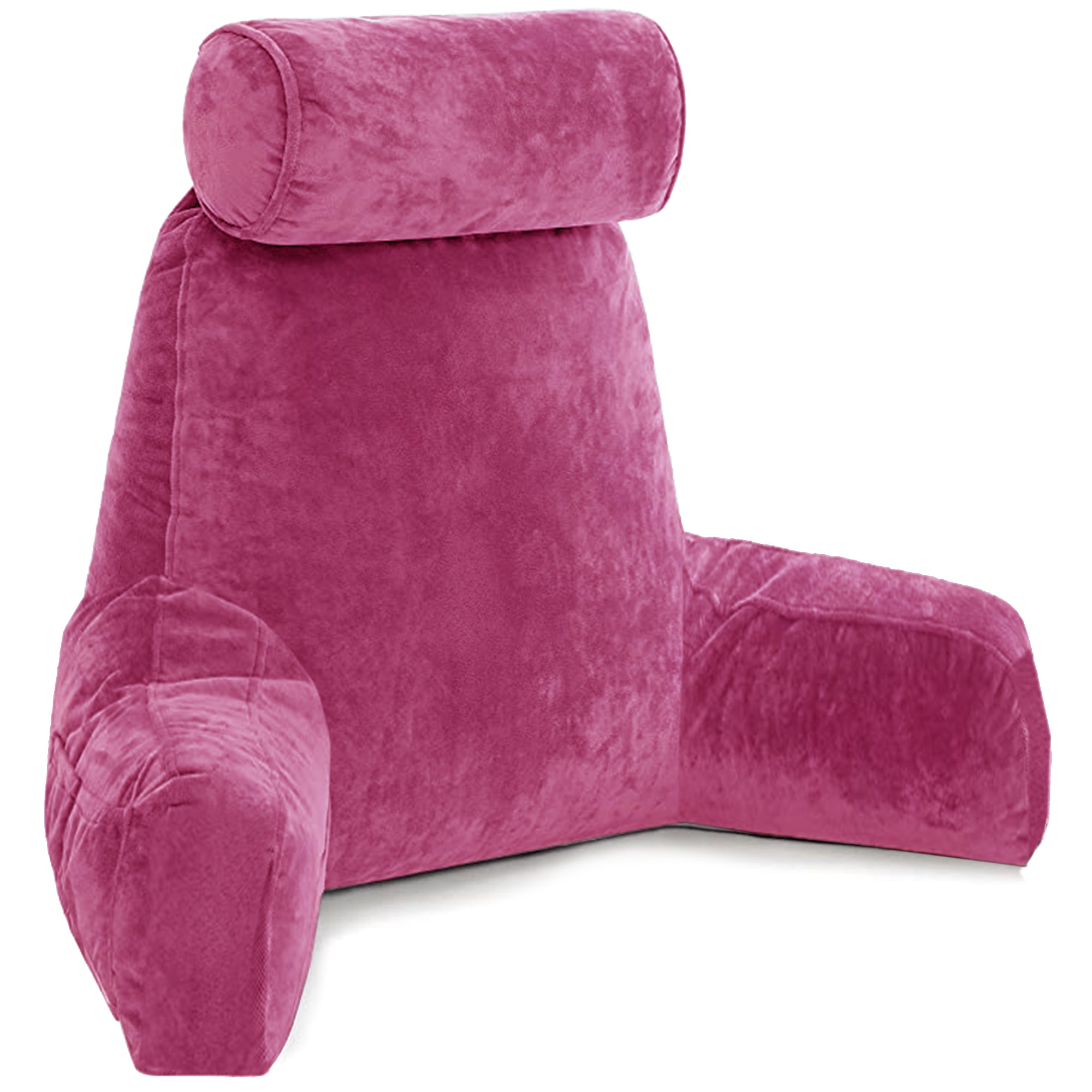Backrest Pillow with Neck Roll | High Armrest - Fuschia