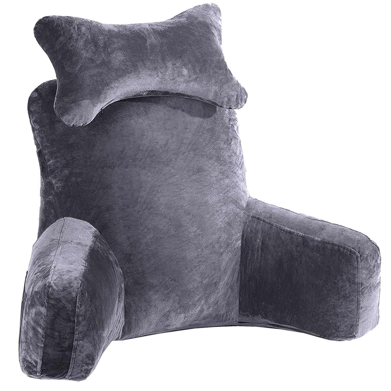 Backrest Pillow with ButterFly Neck Pillow | High Armrest - Grey