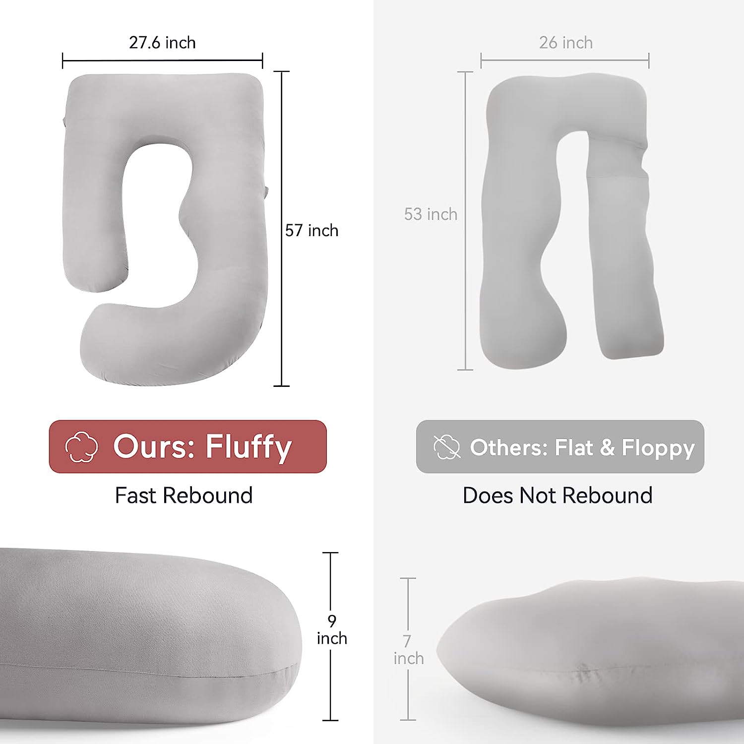 Grey - Coozly Belly Back Pregnancy Pillow