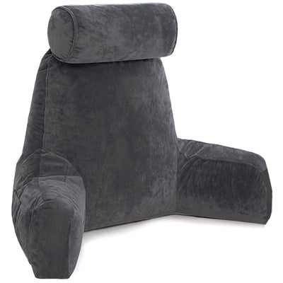 Backrest Pillow with Neck Roll | High Armrest - Grey