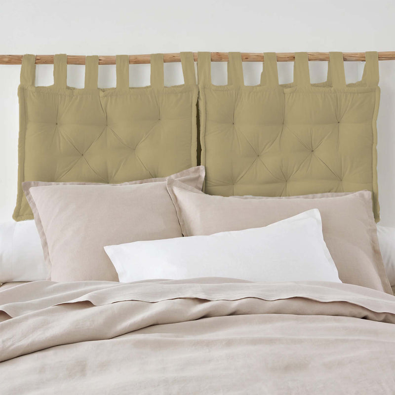 Set of 2 Hanging Tufted Fibre Beige HeadBoard Cushions