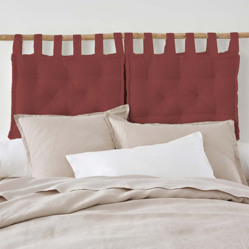 Set of 2 Hanging Tufted Fibre Maroon HeadBoard Cushions