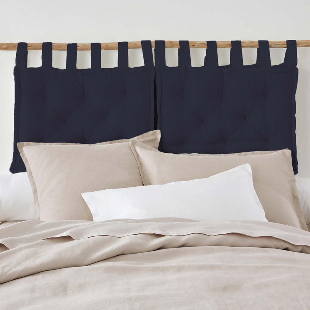 Set of 2 Hanging Tufted Fibre Navy HeadBoard Cushions