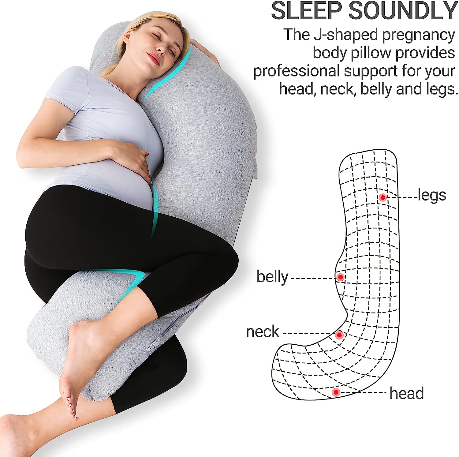 Grey - Coozly J Shaped Pregnancy Pillow