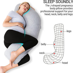 Grey - Coozly J Shaped Pregnancy Pillow