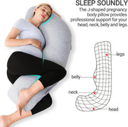 Grey - Coozly J Shaped Pregnancy Pillow