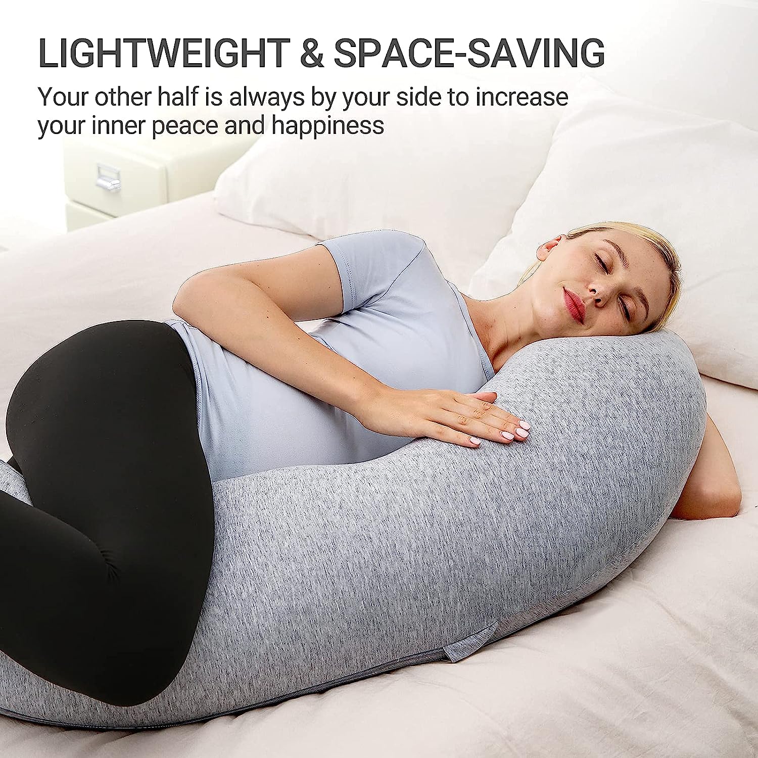 Grey - Coozly J Shaped Pregnancy Pillow