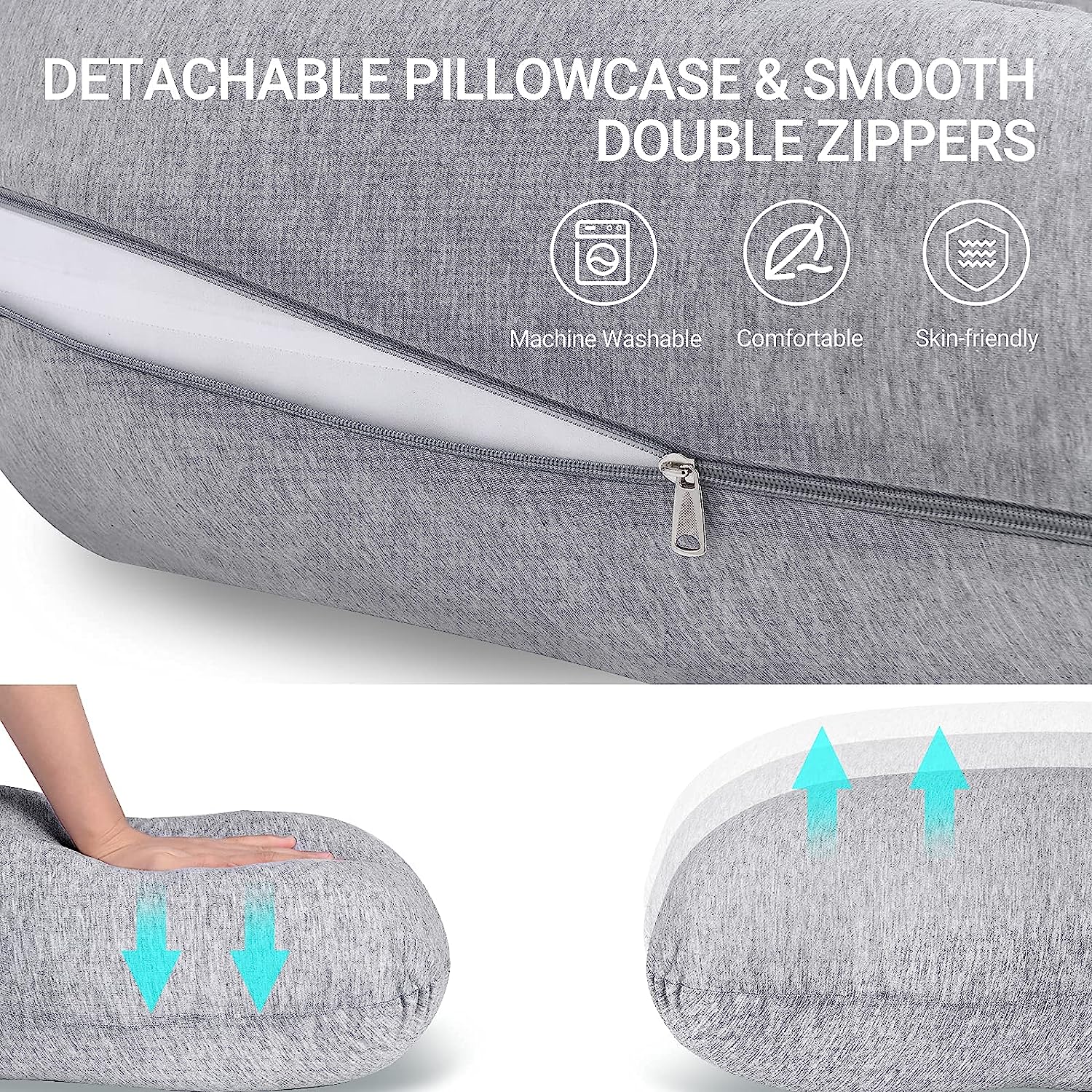 Grey - Coozly J Shaped Pregnancy Pillow