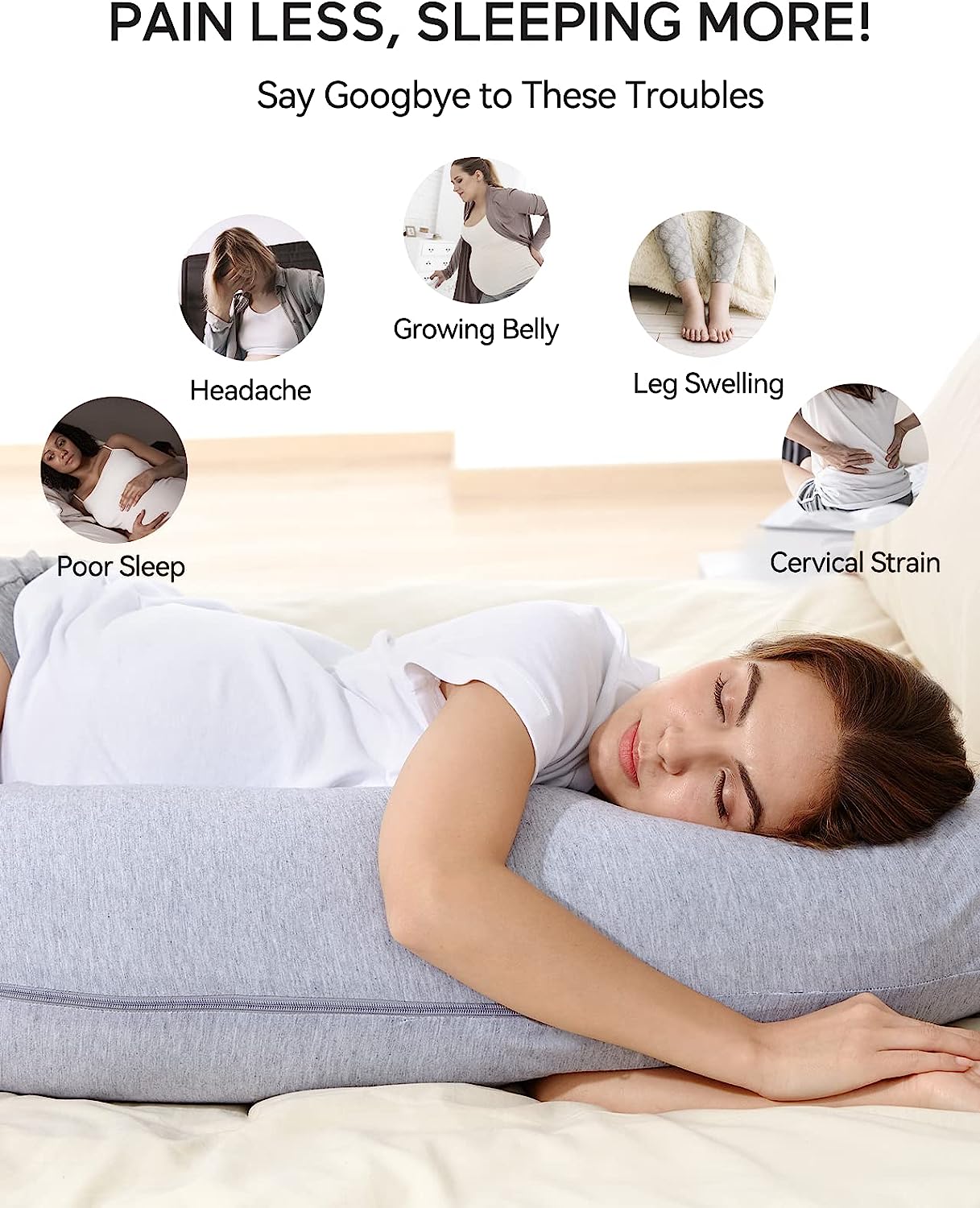 Grey - Coozly J Shaped Pregnancy Pillow