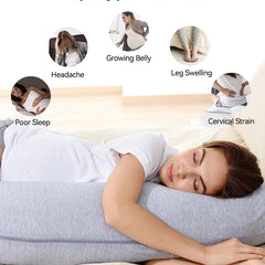 Grey - Coozly J Shaped Pregnancy Pillow