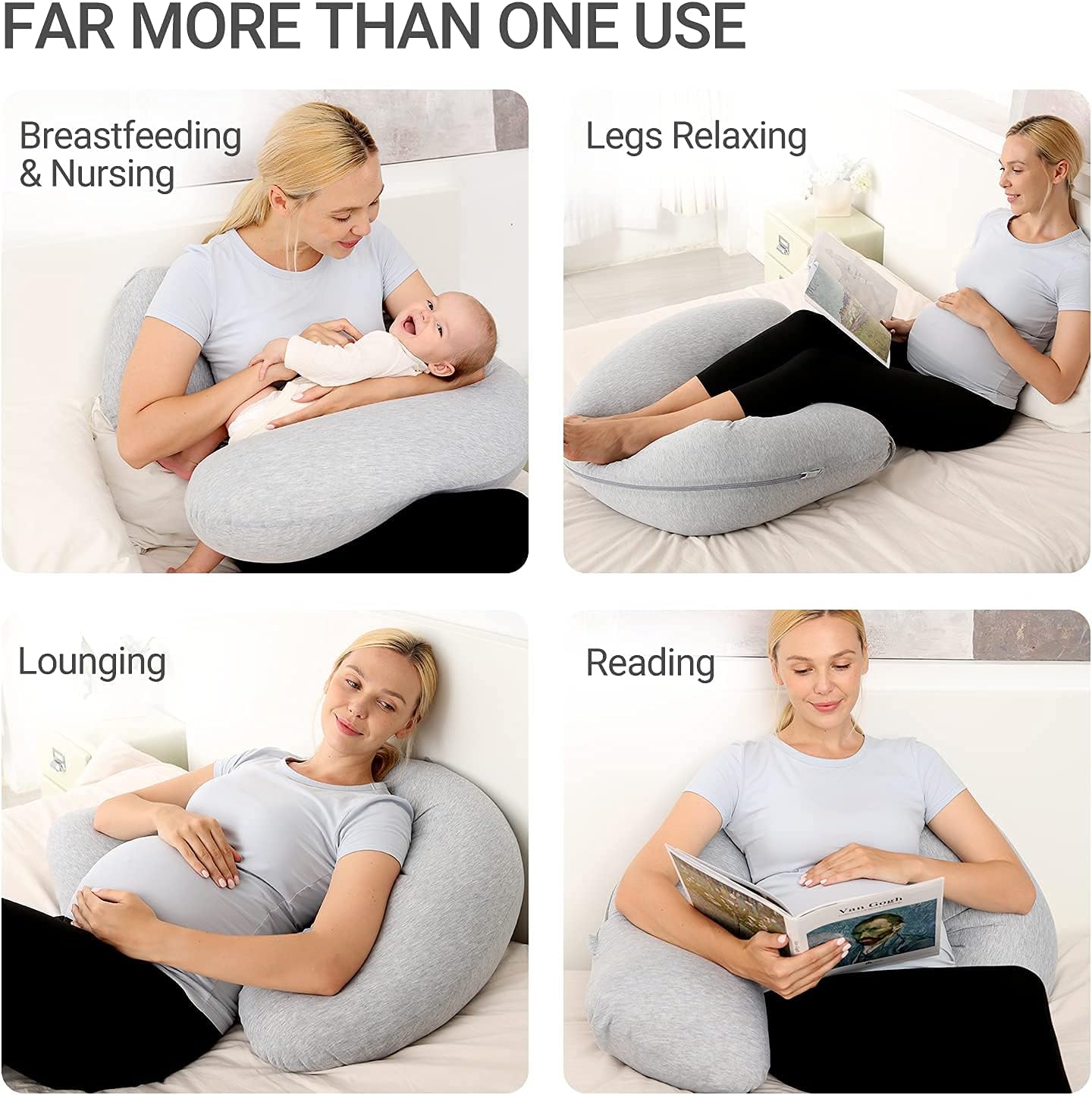 Grey - Coozly J Shaped Pregnancy Pillow