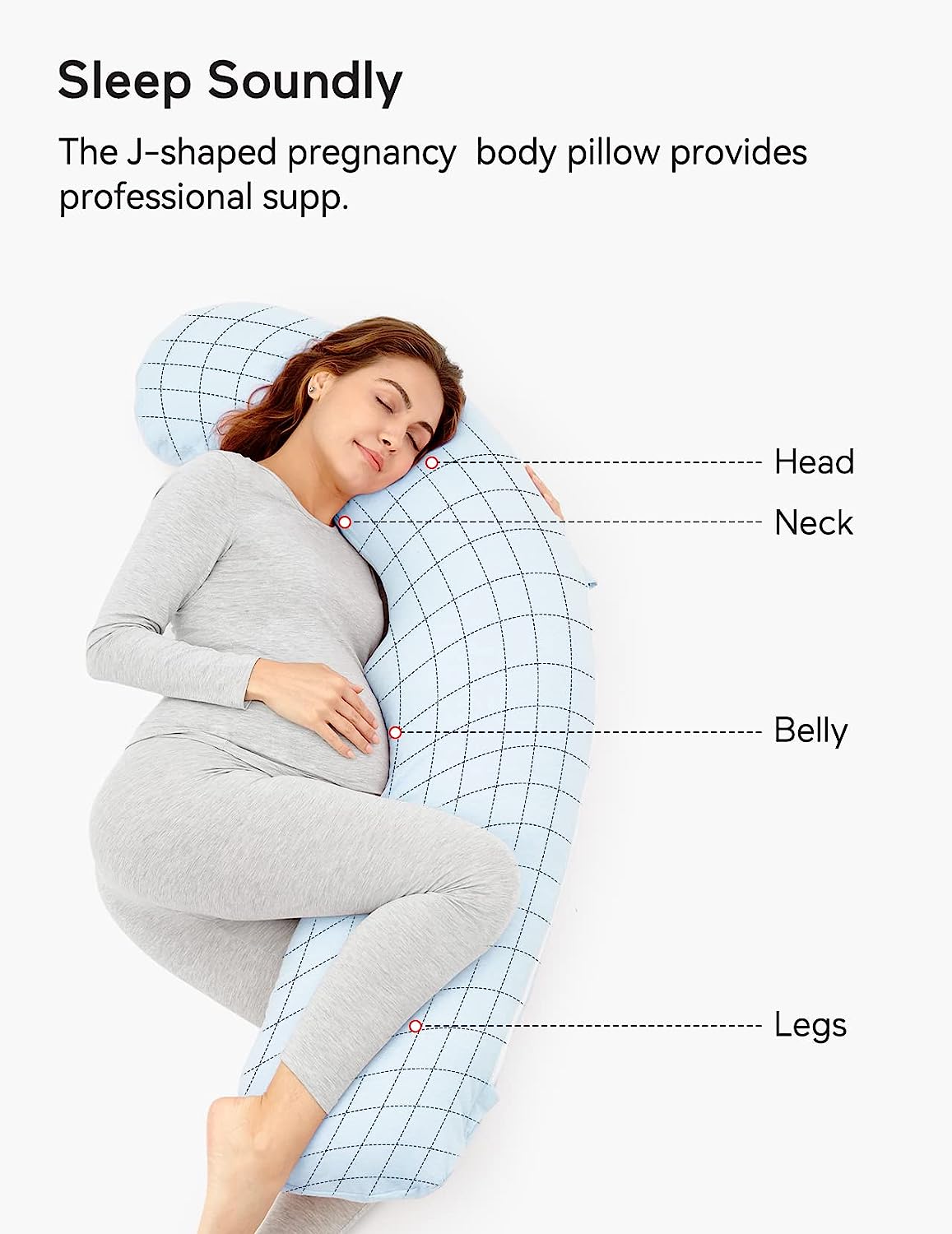 Light Blue - Coozly J Shaped Pregnancy Pillow