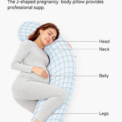 Light Blue - Coozly J Shaped Pregnancy Pillow