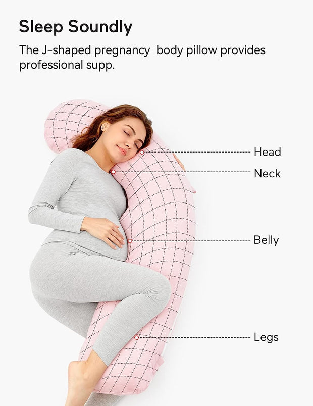 Light Pink - Coozly J Shaped Pregnancy Pillow