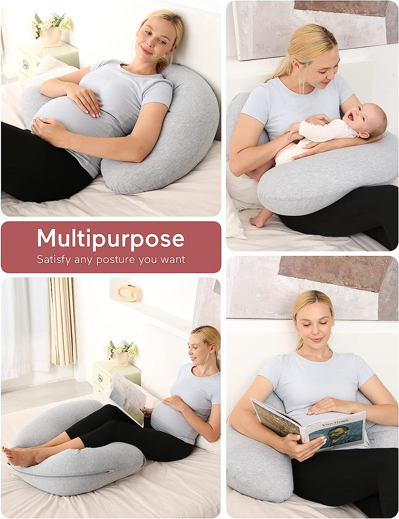 Light Pink - Coozly J Shaped Pregnancy Pillow